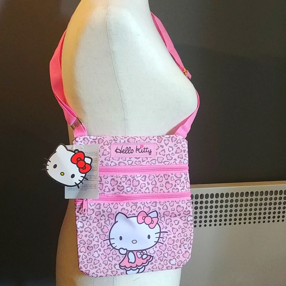 NWT Hello Kitty Pink Leopard Print Crossbody Nylon Bag